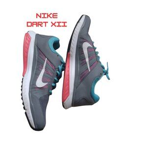 Women's Nike Dart XII Pre-Owned Size 10 Gray Sky Blue Pink White  Running